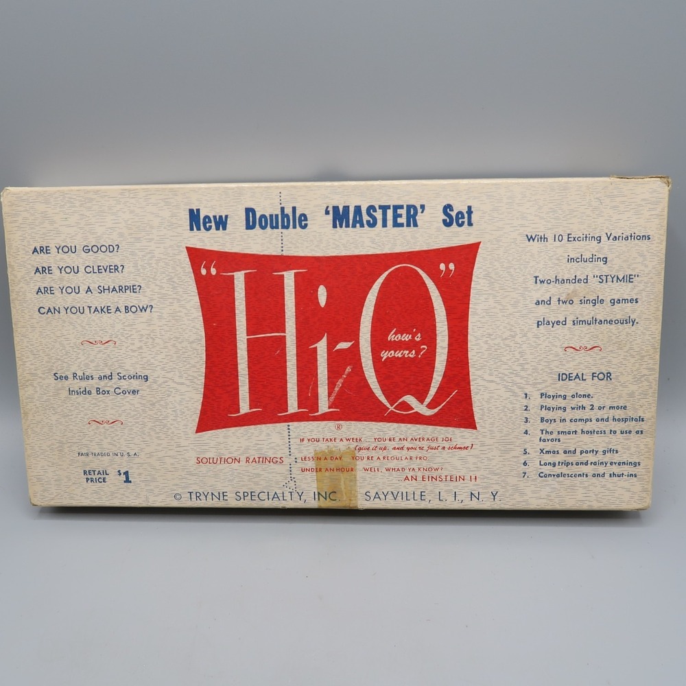 Vintage Hi-Q Double Master Set Puzzle‎ Game Tryne Games Inc. 1950s